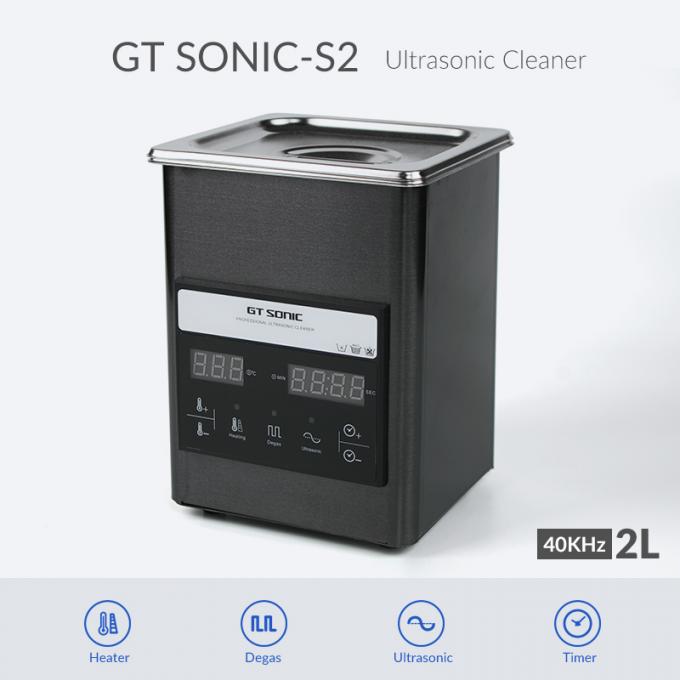 2L Digital Lab Ultrasonic Cleaner Square Shape Titanium Black Mirror 0