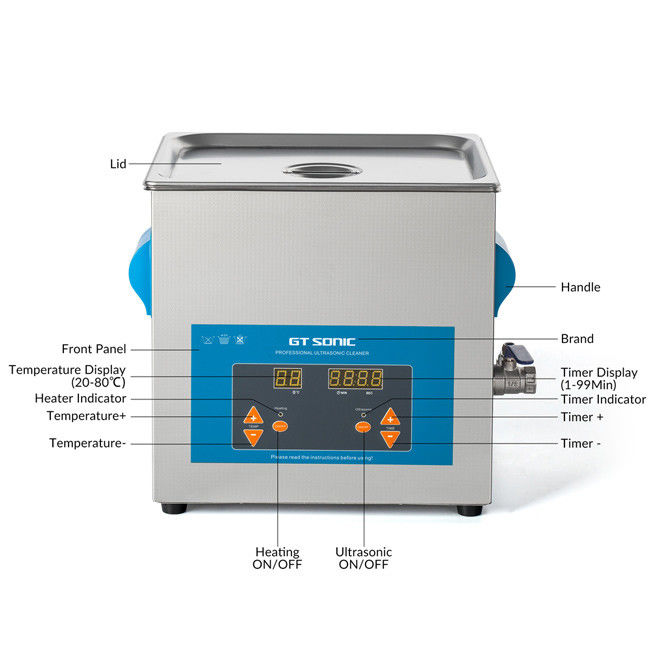 SUS304 Tank 9L 200W Heated Ultrasonic Cleaner For Medical Instruments 0