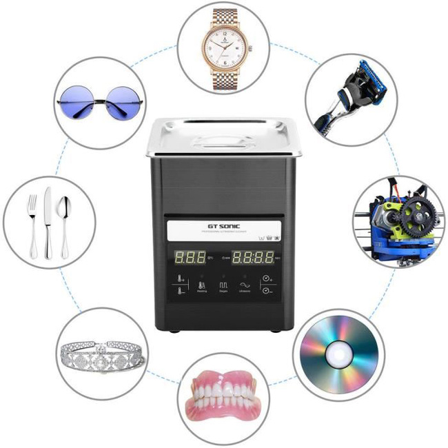 Heated 2L 50W Digital Ultrasonic Jewelry Cleaner With SUS Lid Basket 1