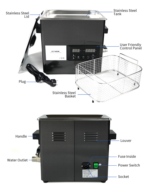 GT SONIC 200W Heated Ultrasonic Jewelry Cleaner 9 Liters Tank 1