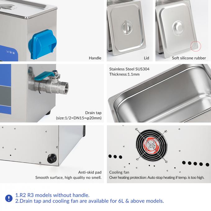 40KHz 13L Stainless Steel Lab Ultrasonic Cleaner Remove Stains Stainless Steel Ultrasonic Cleaner 3