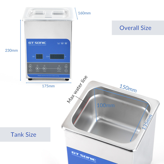 Small 2L Ultrasonic Cleaning Machine For Jewelry With Heater Timer 1
