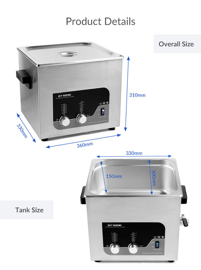 SUS 304 Lab Ultrasonic Cleaner 13L Fruit Cleaning Machine 300W With Heater 1