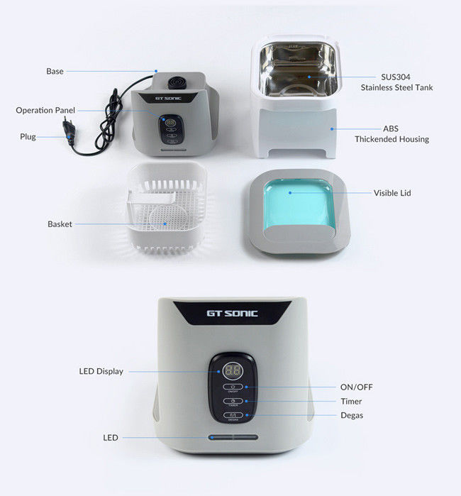 1.3L Smart Touch Panel Ultrasonic Cleaner, Detachable Jewelry SONIC Cleaner 40kHz 50W 1