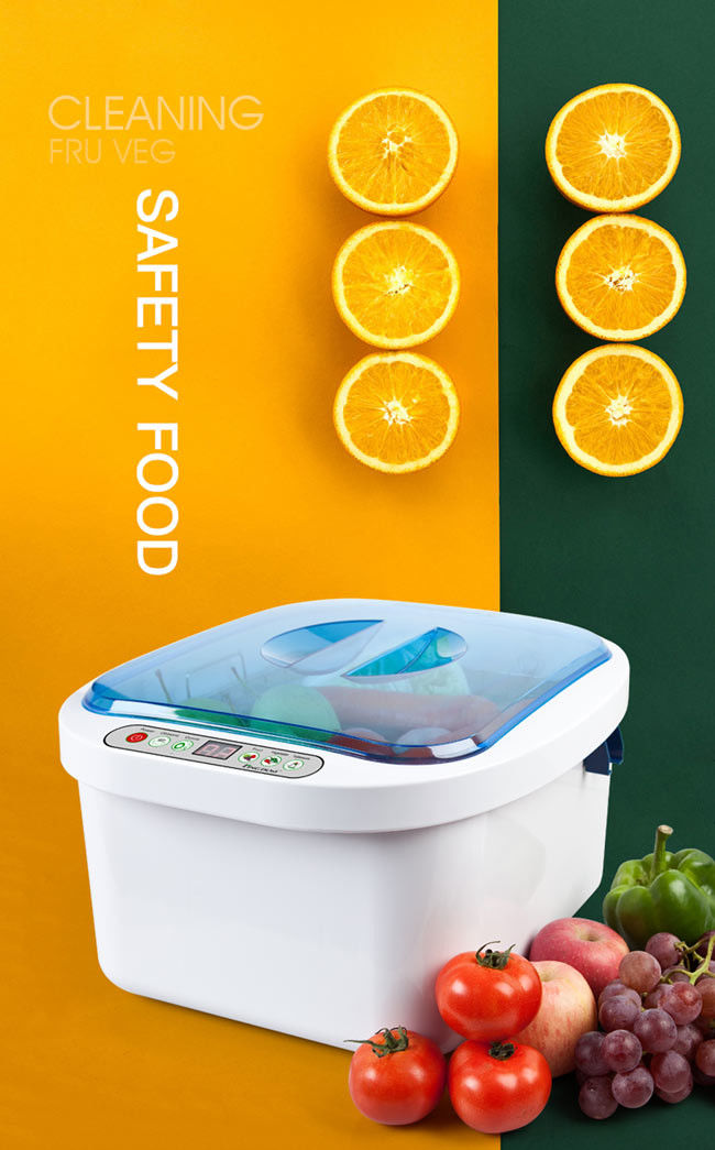 Ozone Fruit Vegetable Cleaner Sterilizer 12.8L 40KHz With Transparent Lid 3