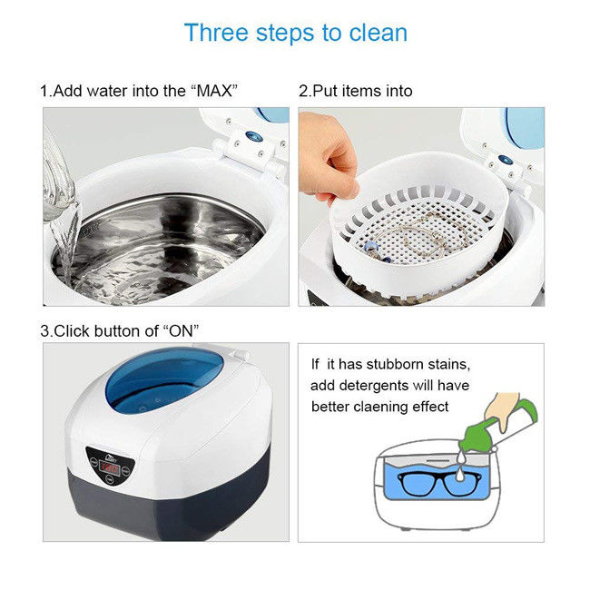 35W 40kHz SONIC Wave Ultrasonic Jewelry Cleaner 750ml Capacity CD/VCD LED Display 3