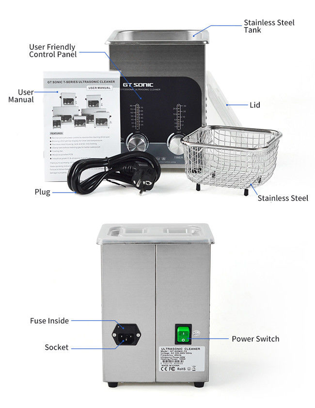 40kHz 50W 2L Manual Ultrasonic Cleaner Bath Diesel Injector Cleaning Machine 0