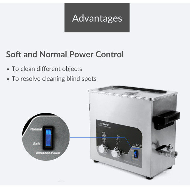 Heated Manual Ultrasonic Cleaner , 6L Ultrasonic Parts Washer Dual Power 150W 40kHz 1