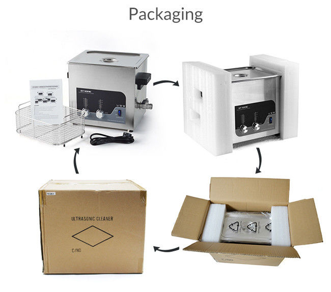 Double Power 200W Manual Ultrasonic Cleaner 9L Manual Heated Soak Tank 40kHz 5