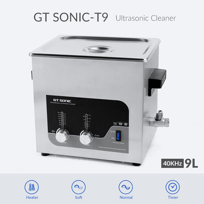 Double Power 200W Manual Ultrasonic Cleaner 9L Manual Heated Soak Tank 40kHz 0
