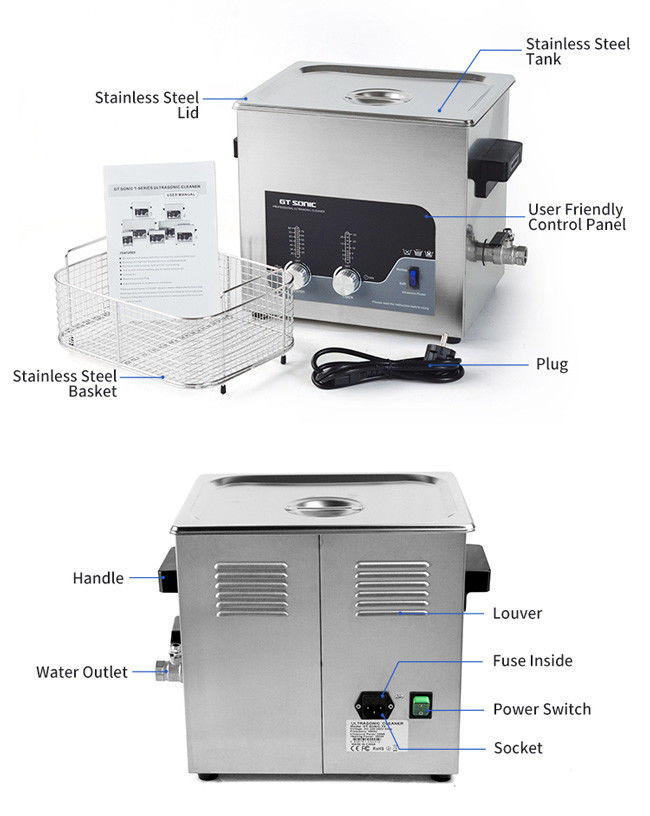 300w 40KHz Ultrasonic Food Cleaner 13L Tools Cleaner Analog Control With Timer 4