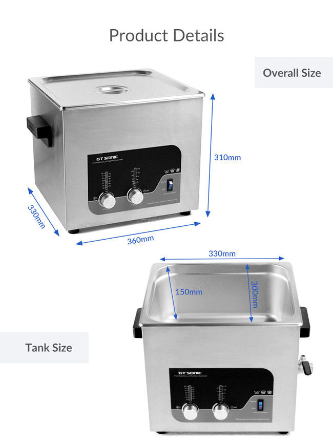 Waterproof Manual Ultrasonic Cleaner Sonic Wave Ultrasonic Cleaner 13L SUS304 Basket 3