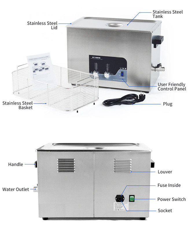 High Effiency Medical Ultrasonic Cleaner , Square SONIC Ultrasonic Cleaner 27L 0
