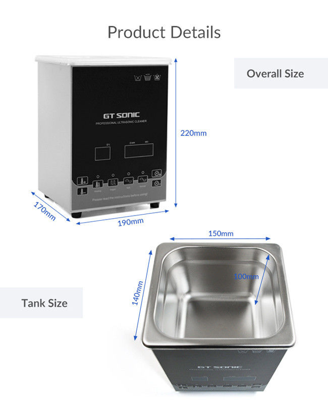 Black Laboratory Ultrasonic Cleaner , Ultrasonic Glasses Cleaner 2L 2
