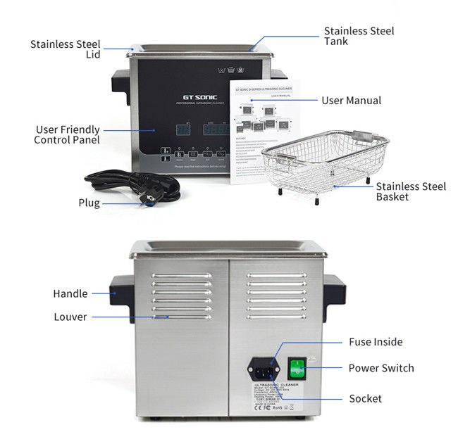 SUS304 Double Power Ultrasonic Parts Washer Heated Sonic Cleaner 3L 40kHz 100W 4