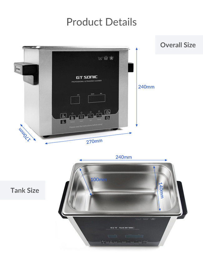 GT SONIC D3 Heated Ultrasonic Cleaner 3L For Jewelry Tools and Parts 2