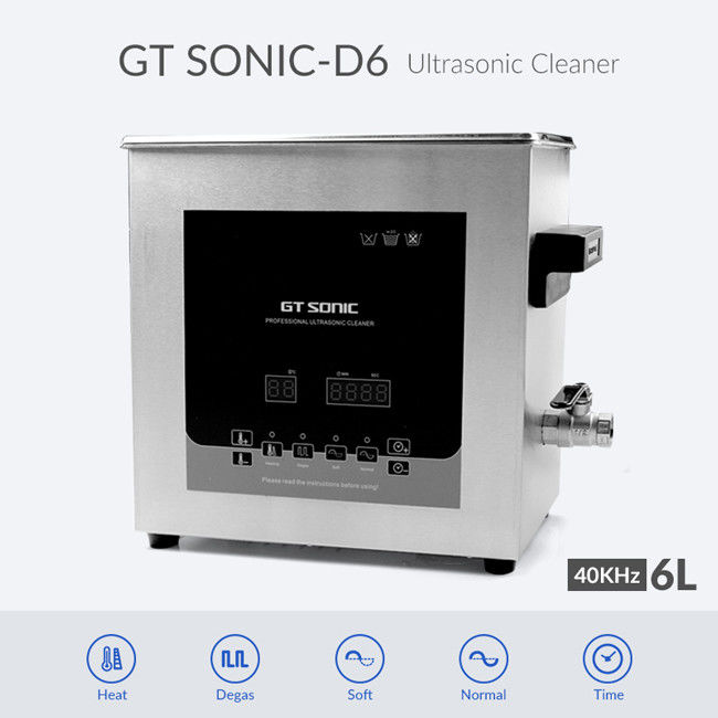 40kHz 150W Ultrasonic Cleaning Device , 6L Stainless Steel Ultrasonic Cleaner With Degas 0