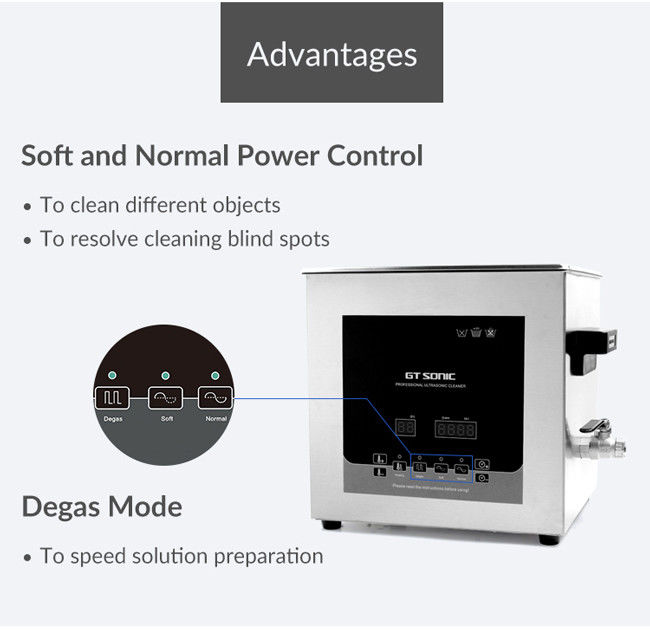 Double Power Industrial Ultrasonic Cleaner 9L Degas Model For Lab / Medical 40kHz 0