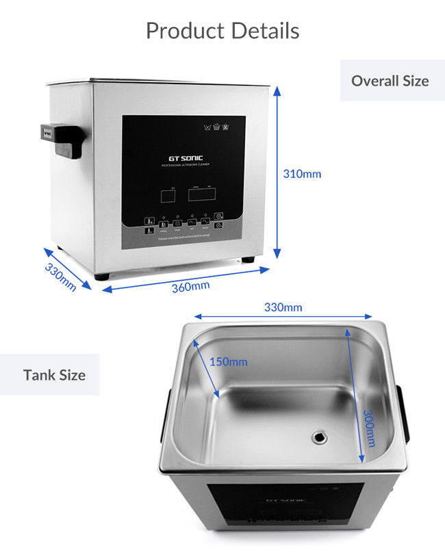 Fruit Cleaning Ultrasonic Laboratory Cleaner 13L SUS304 Tank With 300W Output Power 3
