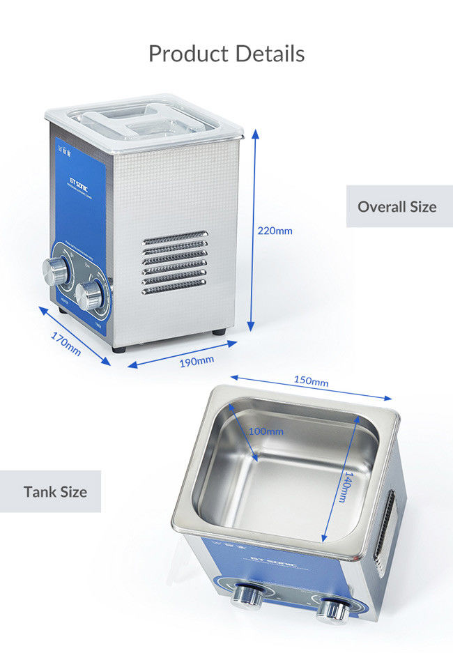 GT SONIC Ultrasonic Small Ultrasonic Cleaner 2 Liters 50W 40 KHz 2