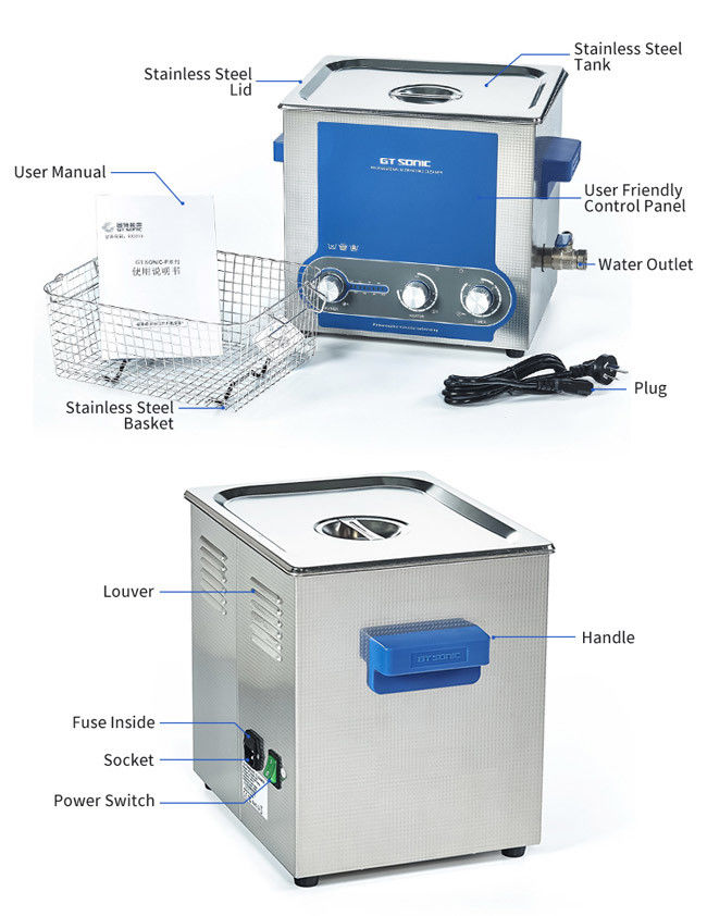 GT-P9 200w Ultrasonic Jewelry Cleaner Vegetable Fruit Washer 10 Liters With Timer Heater 3