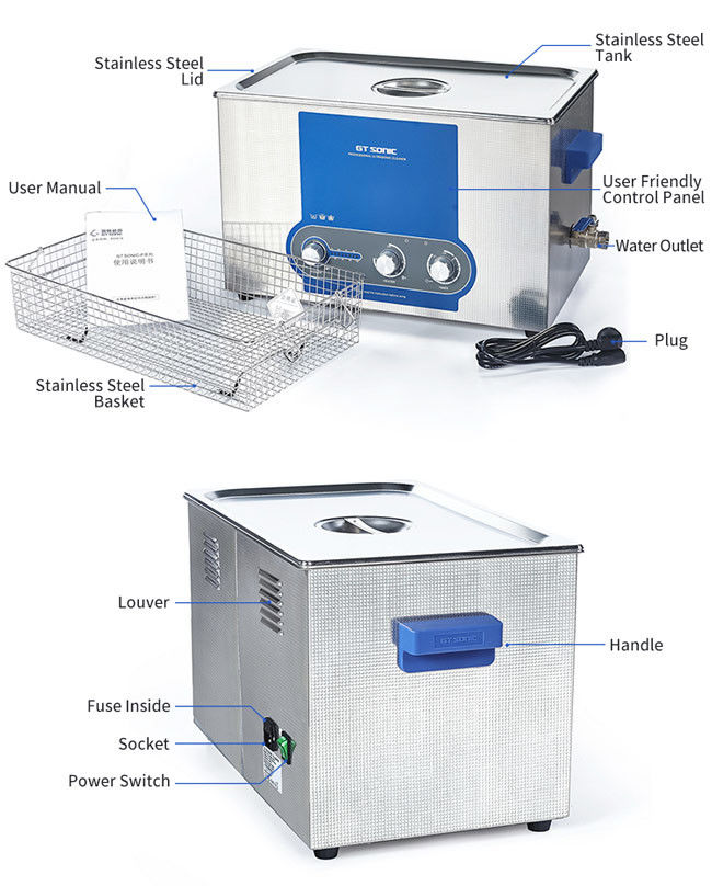 Power Adjustable Lab Ultrasonic Cleaner Vibration Cleaning Machine 27L 40kHz GT SONIC 1
