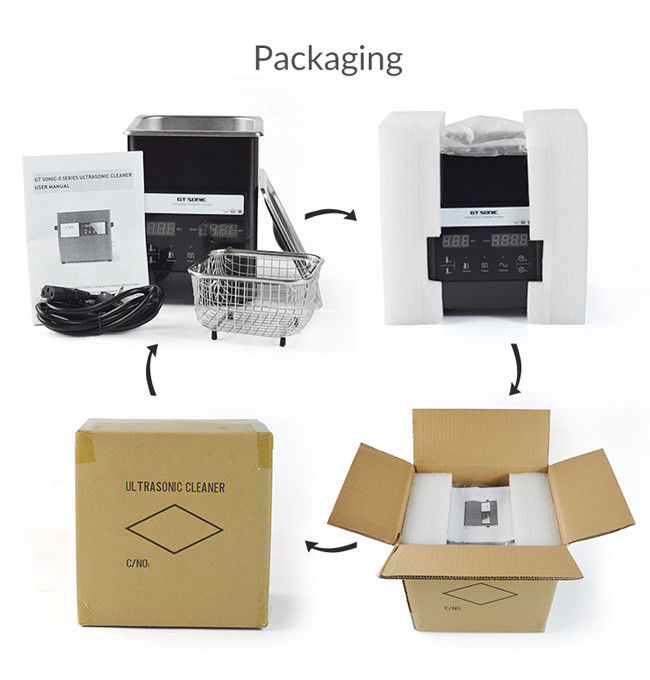 SS Lab Digital Ultrasonic Cleaner 2L Mini 3D Printer Heating Sonic Tank 1-99 Min Timer 5