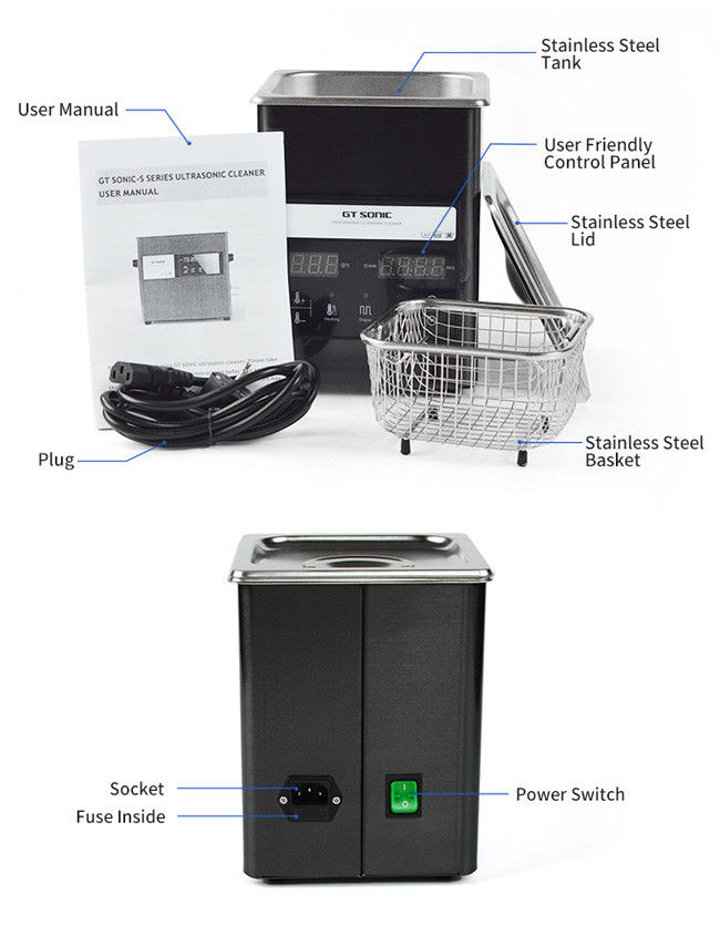 Mini SS Lab Ultrasonic Cleaner 50w SUS304 Material With Digital Touch Panel 3