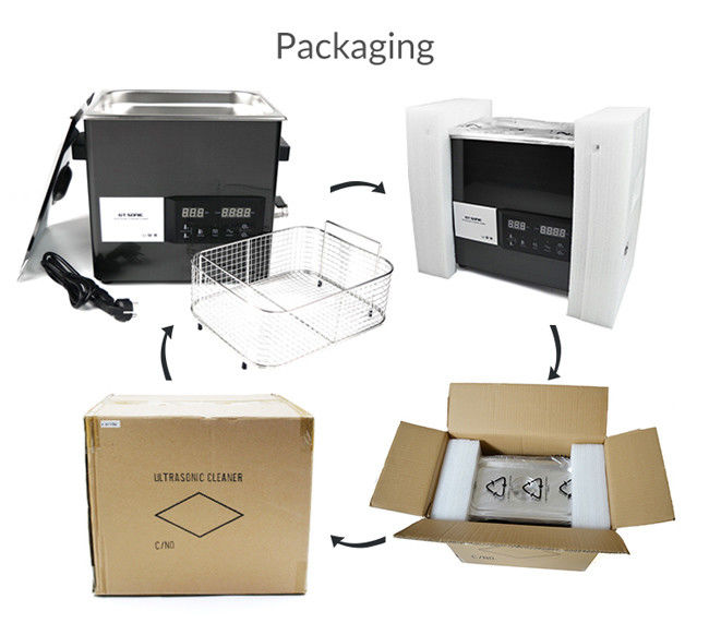 Black Industrial Ultrasonic Cleaner 9L 200 Watt Digital Touch Panel With Drain Valve 2