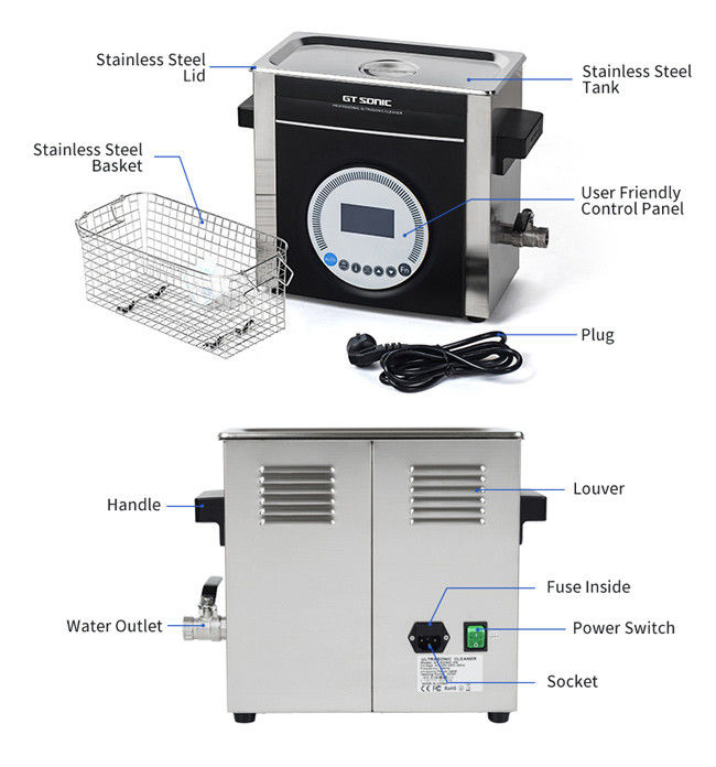 Stainless Steel Industrial Ultrasonic Cleaner wiht Multi Frequency 6L 45/65/45&65kHz 3