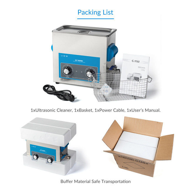 6L Laboratory Manual Ultrasonic Cleaner 40kHz 150W With Drain Valve SUS304 0