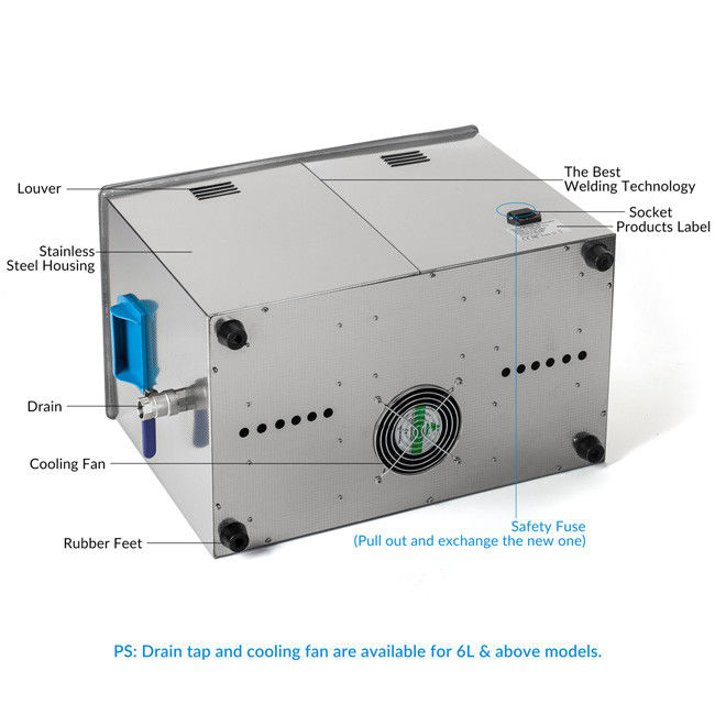 400W Ultrasonic Cleaning Equipment , 20L Lab Ultrasonic Washer With Drain Valve 0