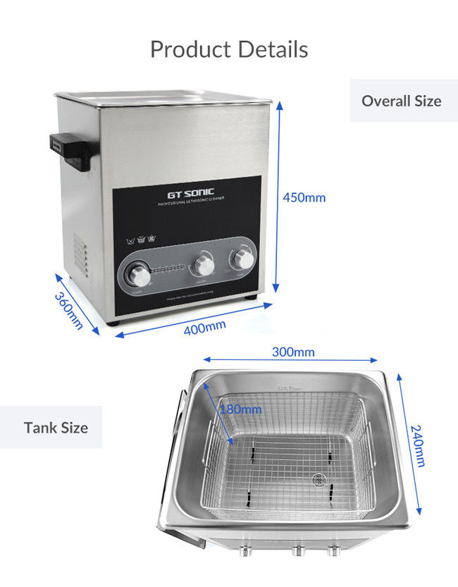 GT Manual Industrial Ultrasonic Cleaner 13 Liter 28kHz 30mins Timer 2