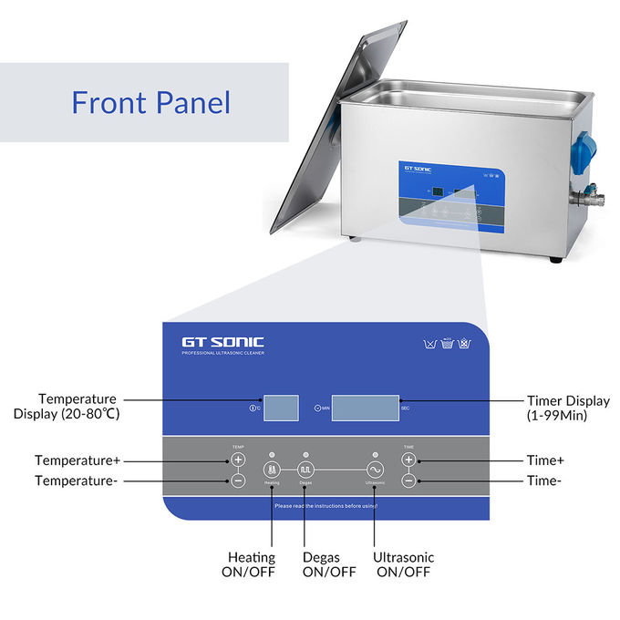 27L SUS304 40kHz Digital Ultrasonic Wave Cleaner With Heater Degas Timer 4