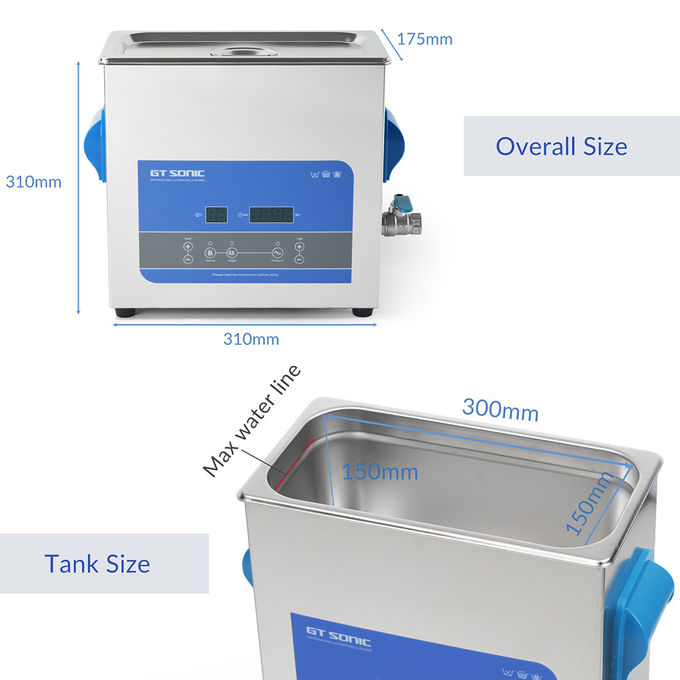 Timer Temperature Display Digital Ultrasonic Cleaner 150w 6l 2