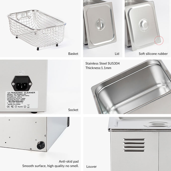 100W Ultrasonic Sonic Cleaner 3L Small Benchtop Ultrasonic Bath 2